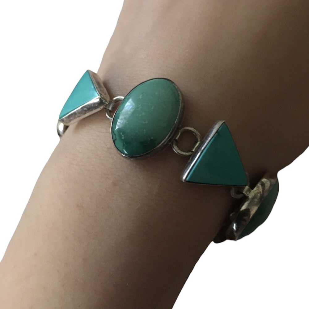 Antique silver turquoise bracelet